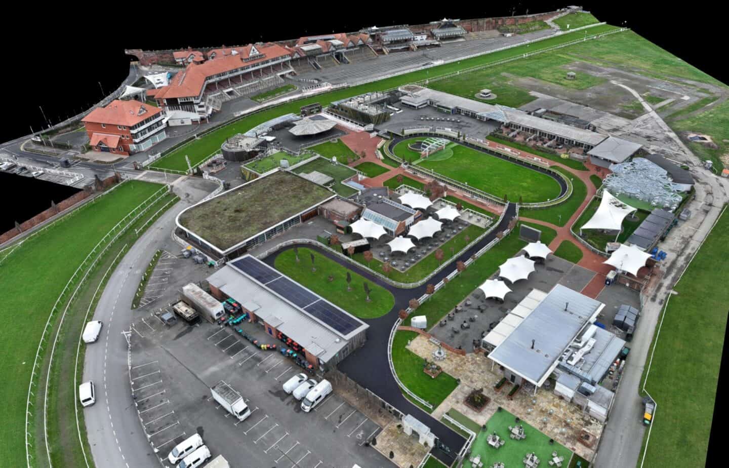Aerial view of Bryant Site Services' extensive facility and landscaped grounds.