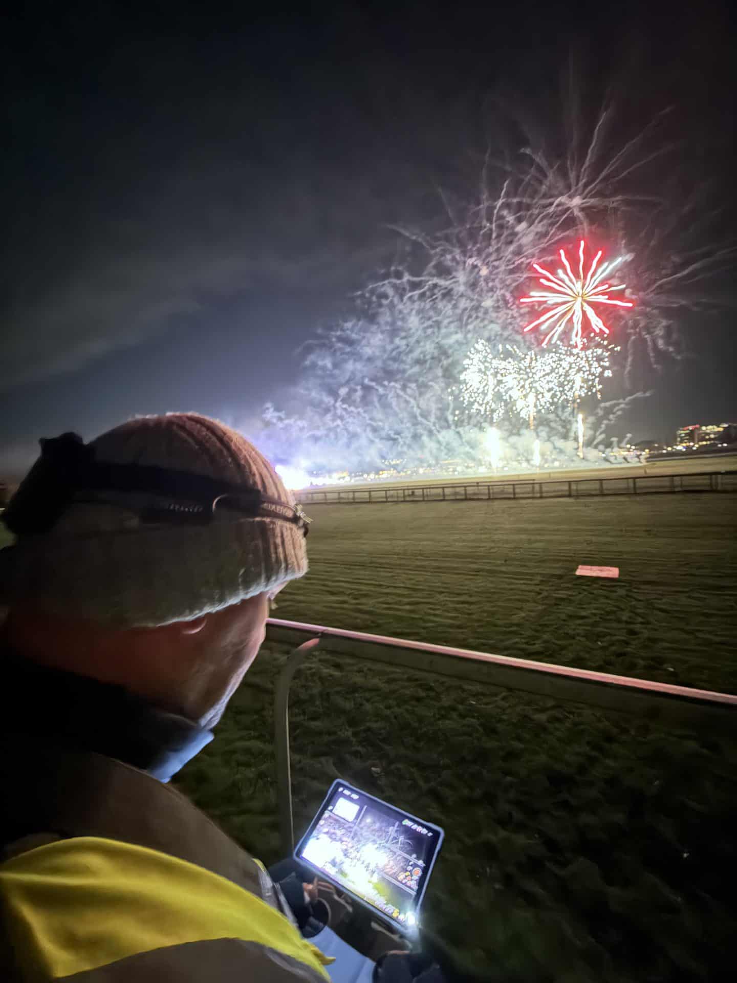 Spectacular fireworks illuminate the night sky over the beach at Bryant Site Services event.