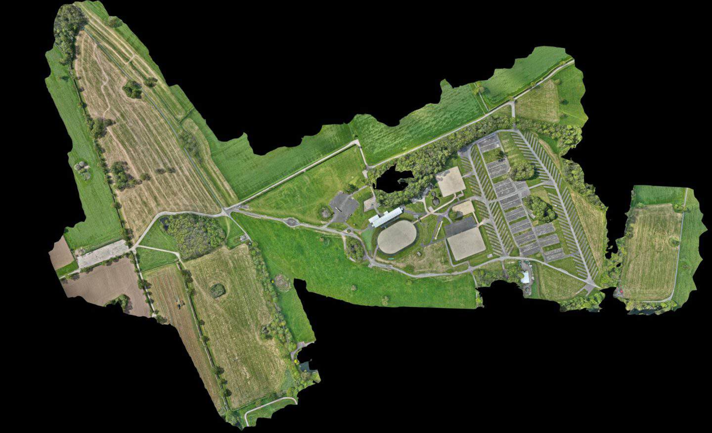 Aerial topographic map of a large estate
