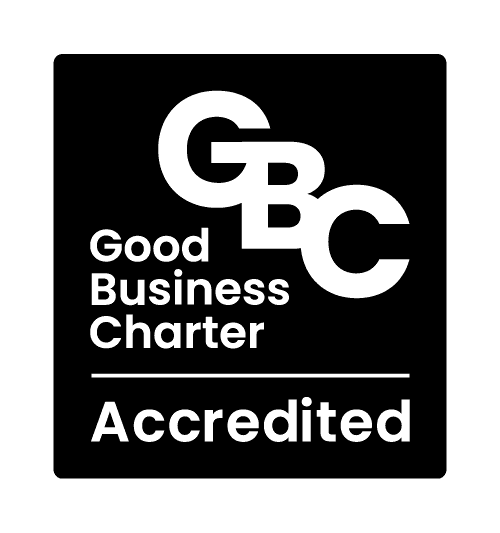 Good Business Charter accredited badge for ethical business practices.